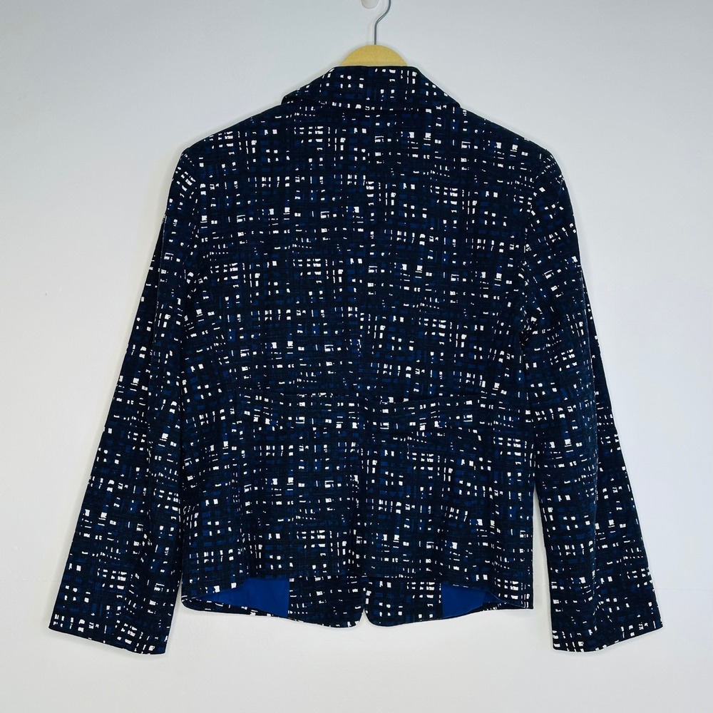 Ann Taylor Blazer Womens 8 Blue Print Career Work Office - Picture 5 of 8